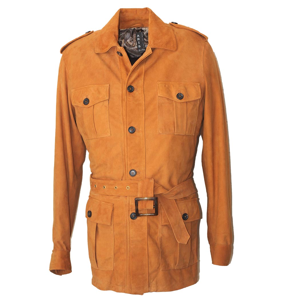 Infinity Leather Giacca da Motociclista Harington in Pelle Scamosciata Abbronzatura 100% Capra da Uomo XS